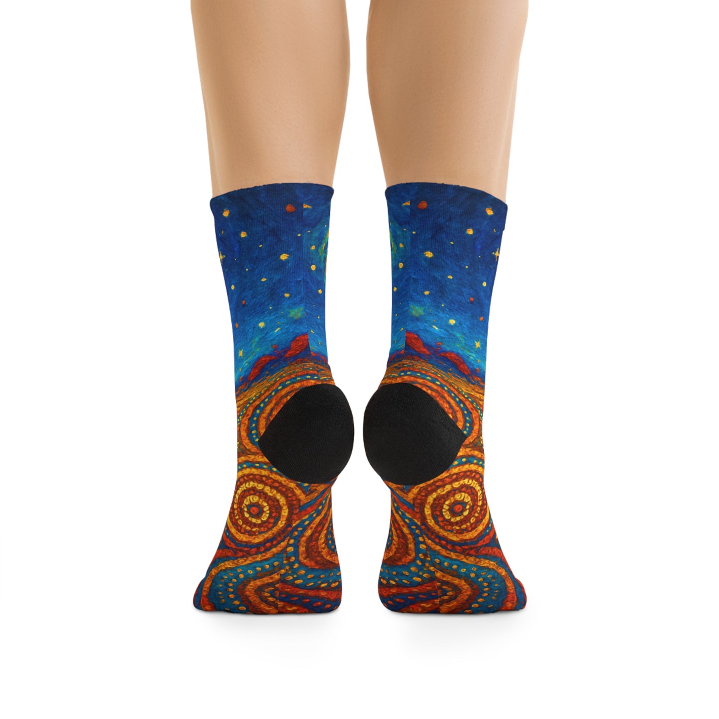 Colorful patterned socks on a white background