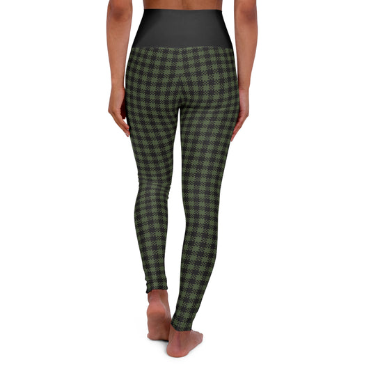 Green Gingham High Waisted Yoga Leggings