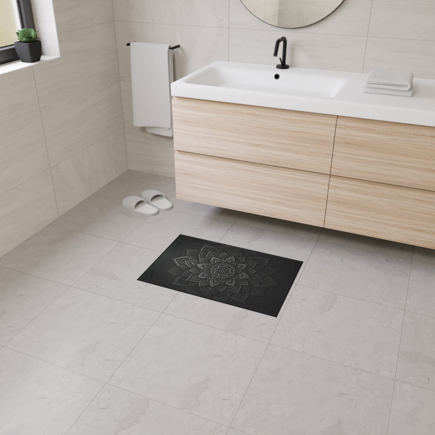 Zen in Black & White Heavy Duty Floor Mat