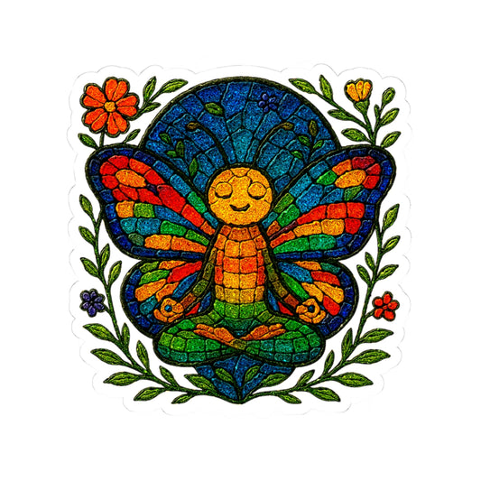 Meditating Butterfly Kiss-Cut Sticker