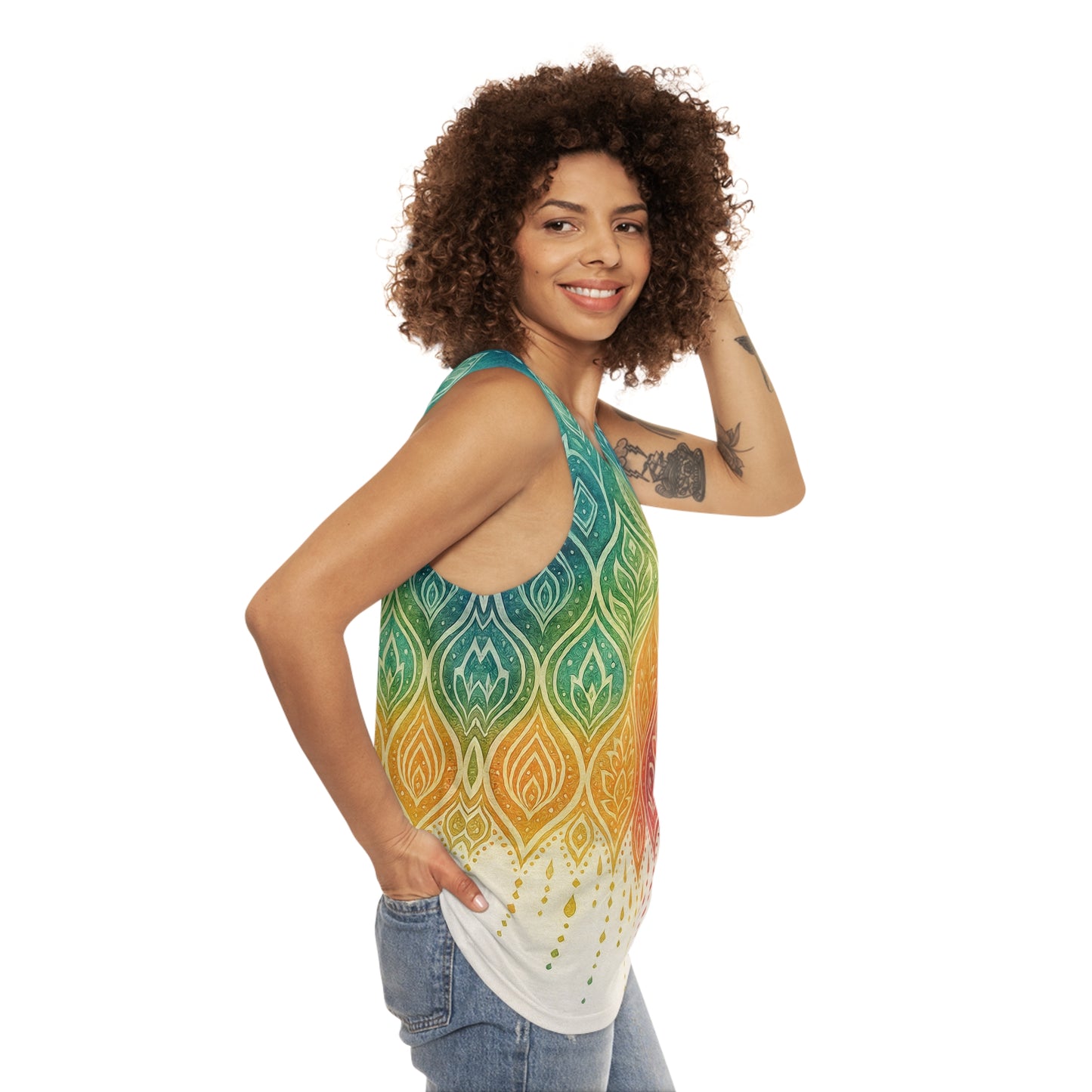 Boho Chic Unisex Tank Top | Vibrant Beachwear, Summer Festival Tee, Yoga Top, Casual Wear, Gift for Him/Her