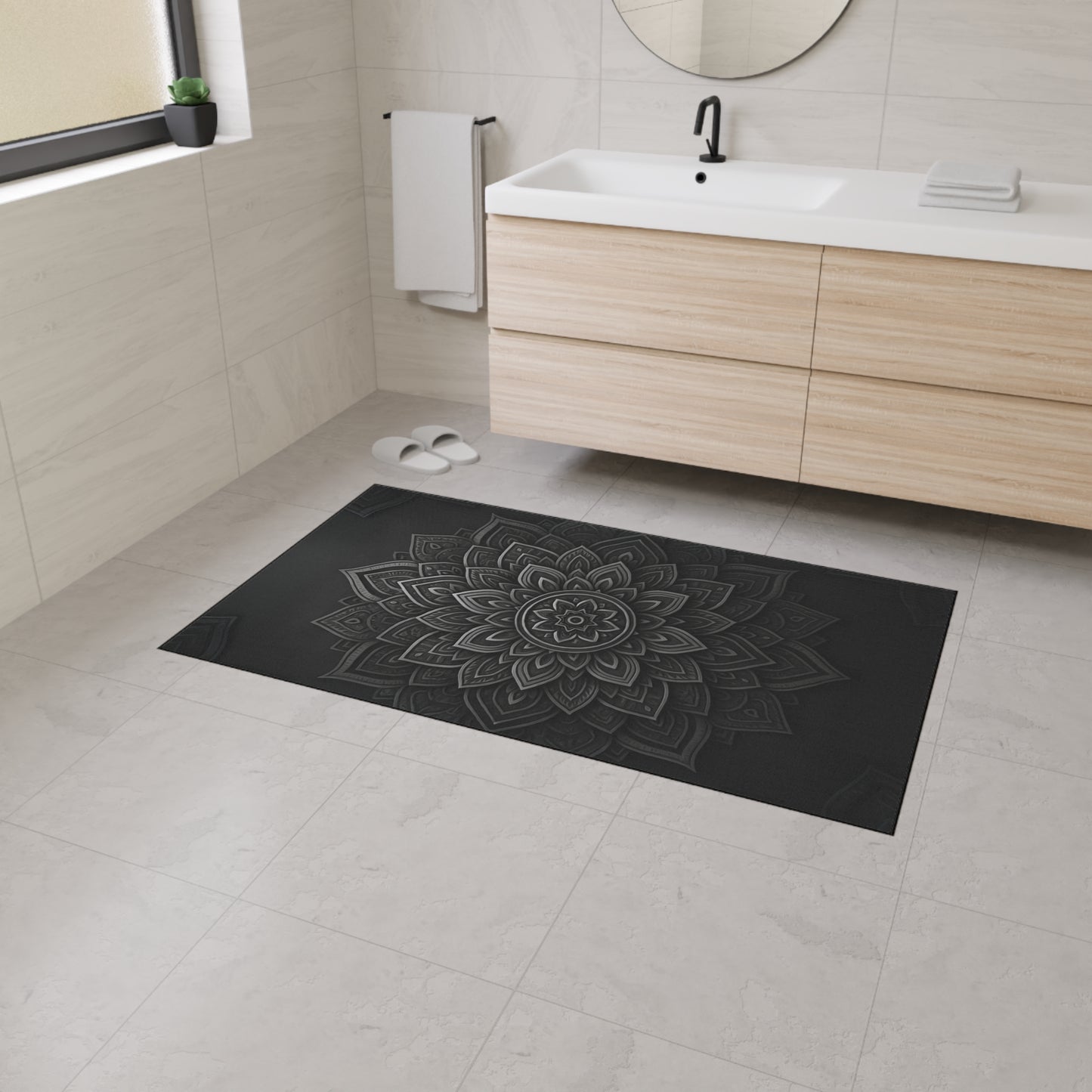 Zen in Black & White Heavy Duty Floor Mat