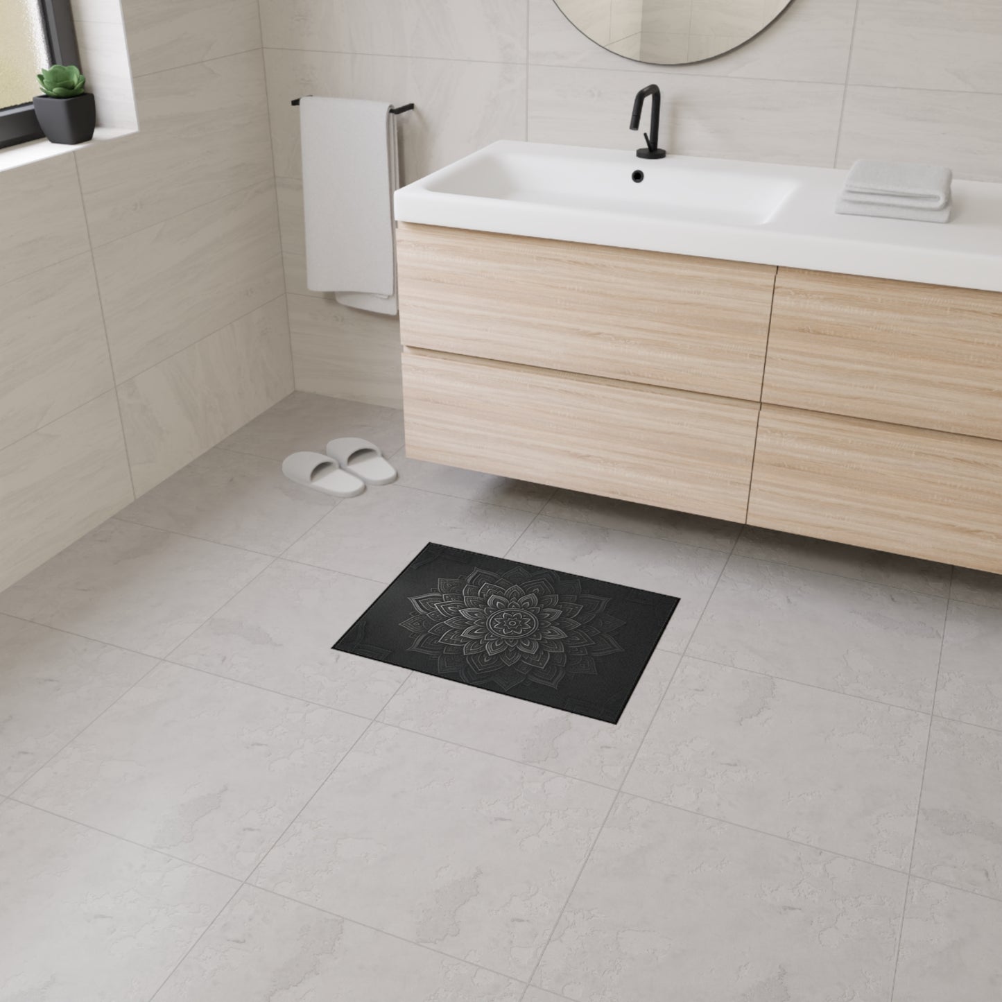 Zen in Black & White Heavy Duty Floor Mat