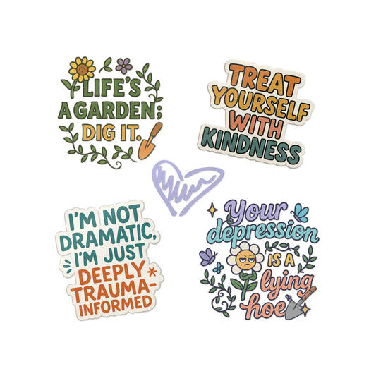 Self-Care, Positive Vibes, and Mental Health Die-Cut Stickers