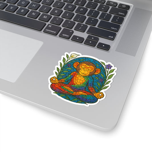 Meditating Monkey Kiss-Cut Sticker