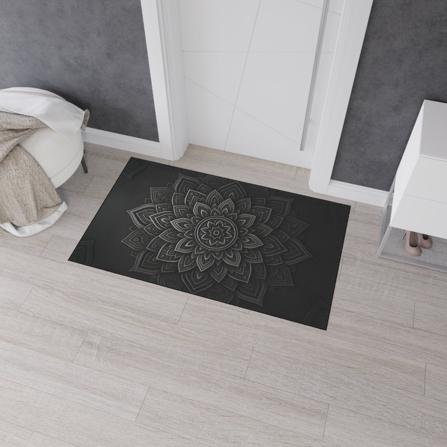Zen in Black & White Heavy Duty Floor Mat
