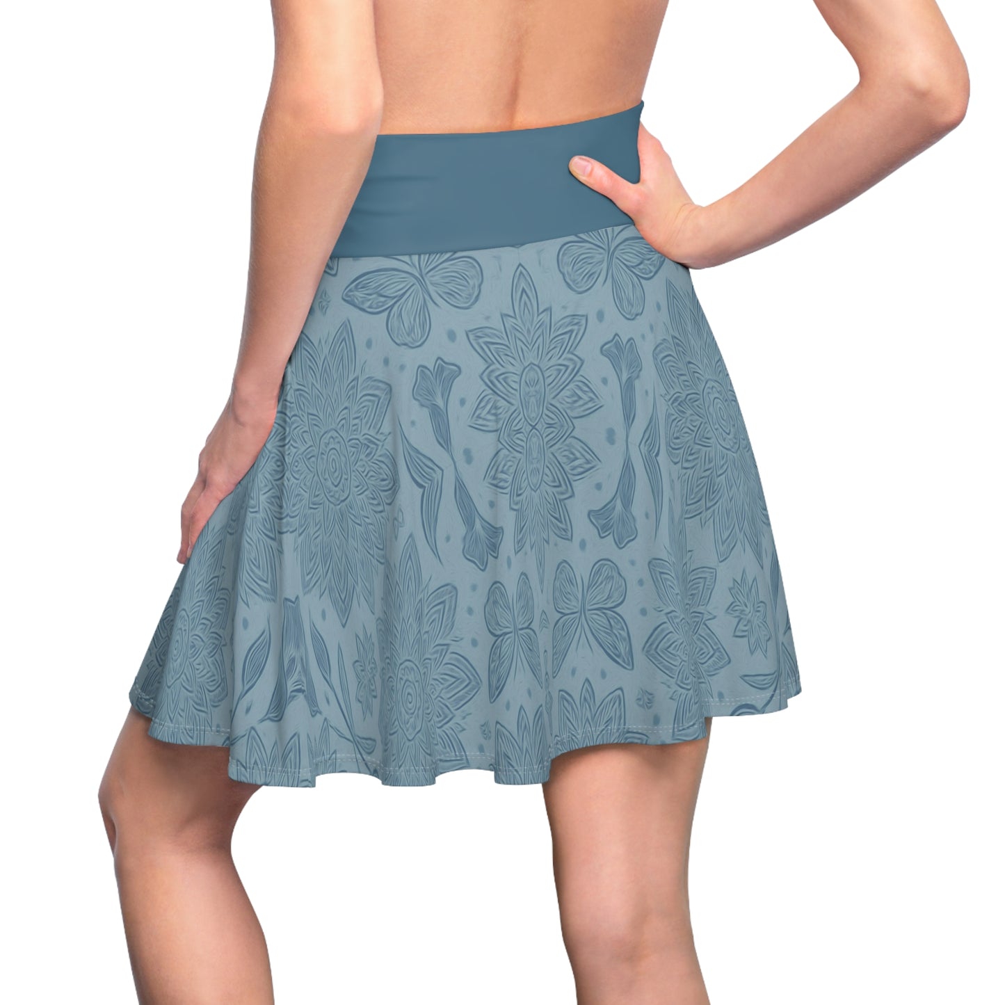 Bloomlight Boho Skater Skirt (Blue)