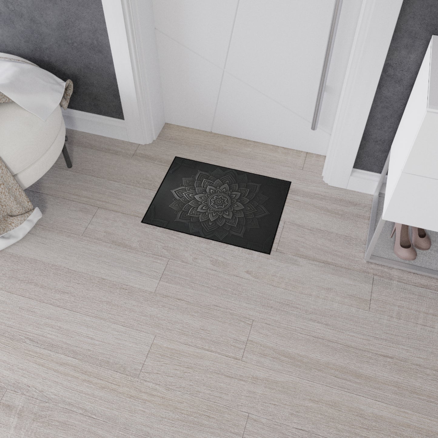 Zen in Black & White Heavy Duty Floor Mat
