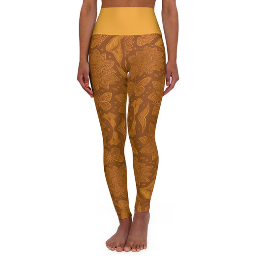 Bloomlight Boho (Gold) High Waisted Yoga Leggings