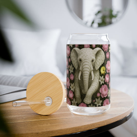 Garden Elephant Sipper Glass, 16oz