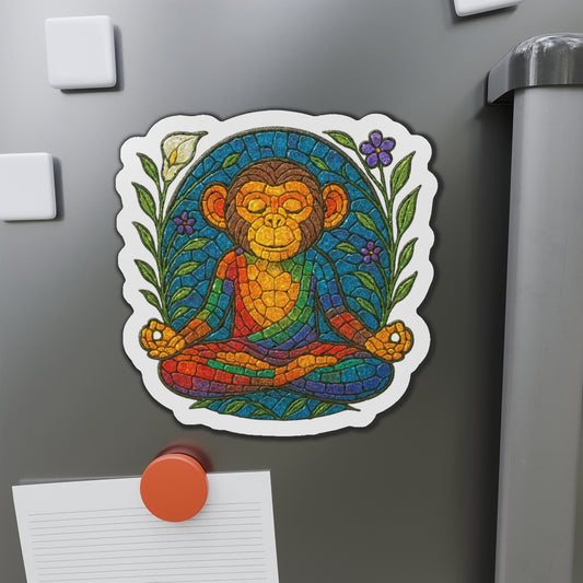 Meditating Chimp Die-Cut Magnet