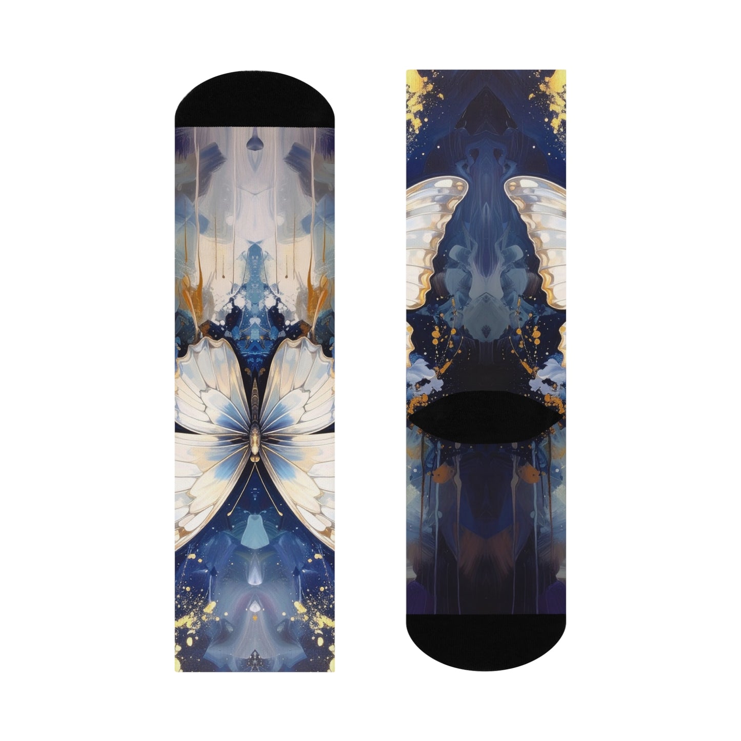 Socks with butterfly design on a white background
