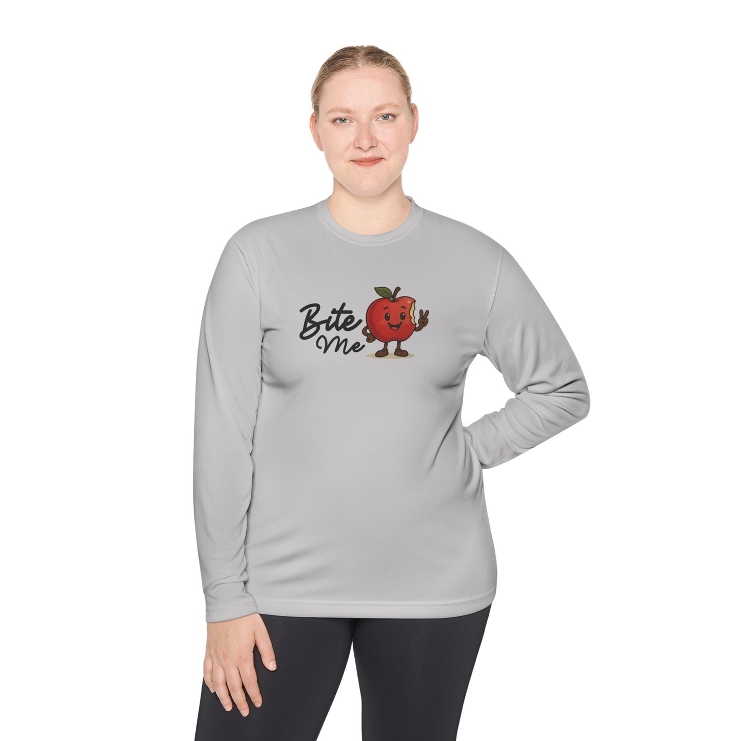 Whimsical Long Sleeve Tee - 'Bite Me' Graphic, Cute Casual Shirt, Gift for Food Lovers, Fall Fashion, Trendy Unisex Top
