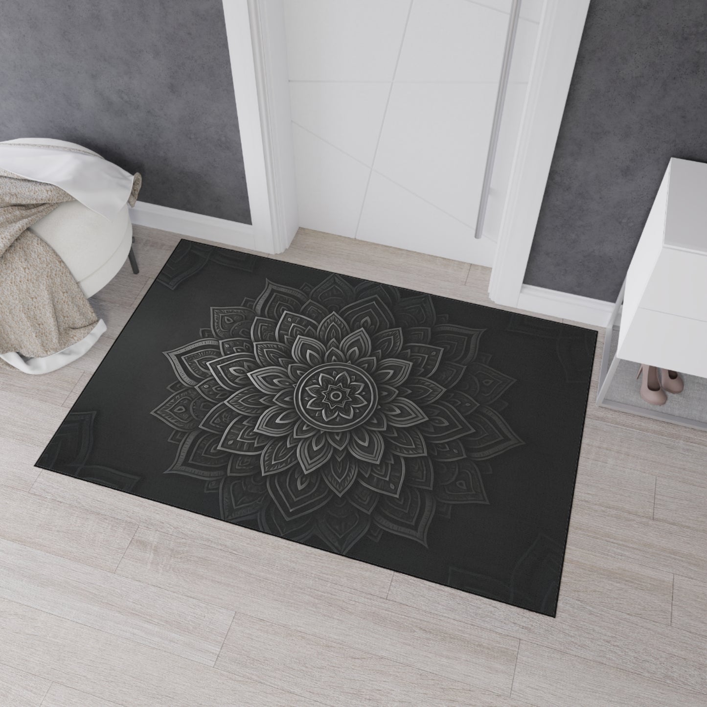 Zen in Black & White Heavy Duty Floor Mat