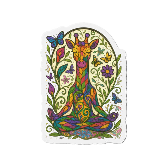Meditating Giraffe Die-Cut Magnet