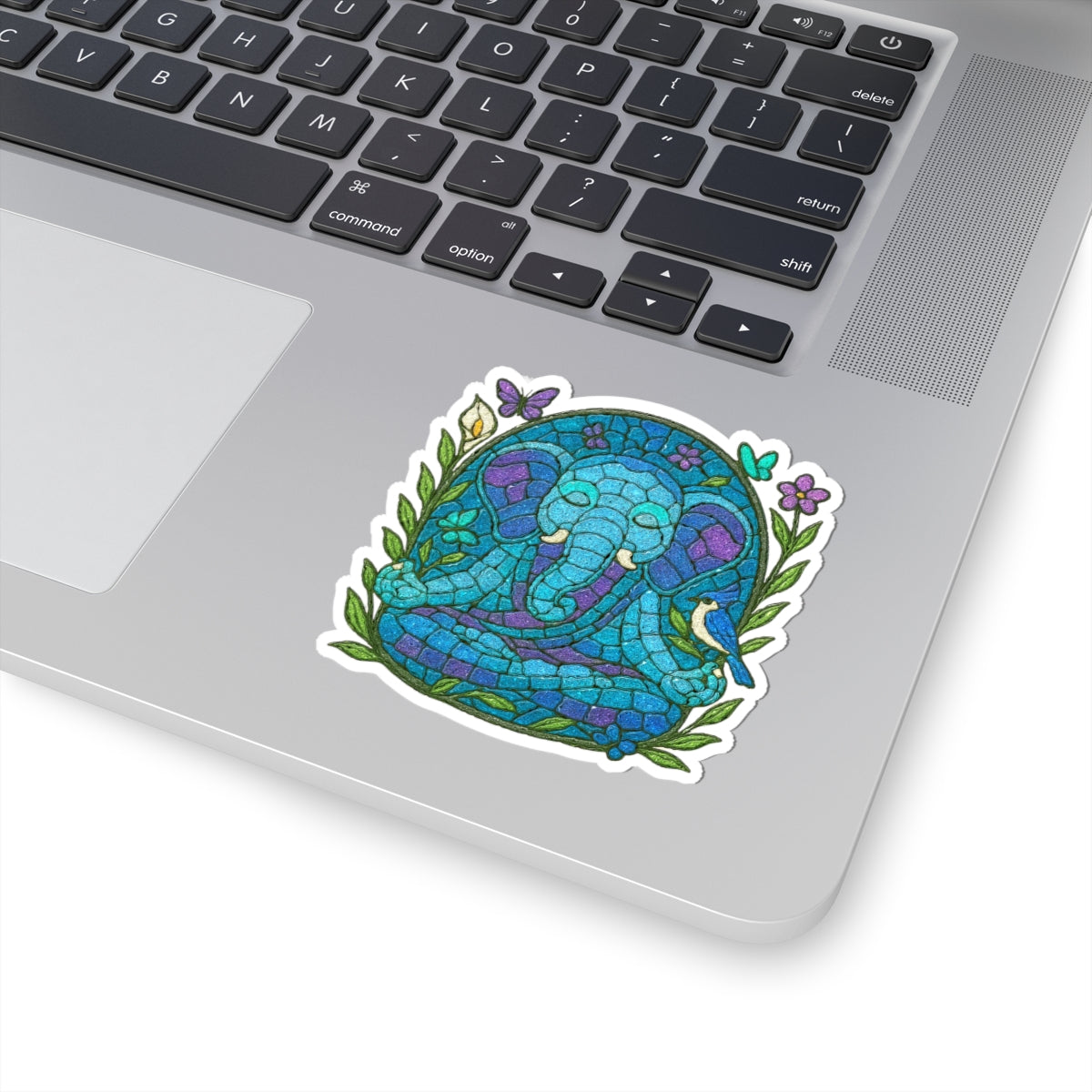 Meditating Elephant Kiss-Cut Sticker