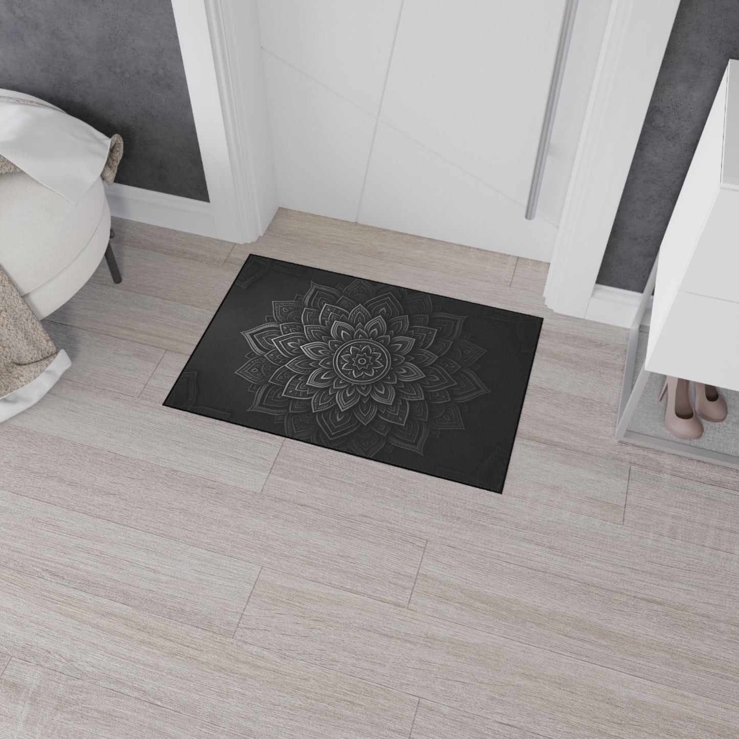 Zen in Black & White Heavy Duty Floor Mat