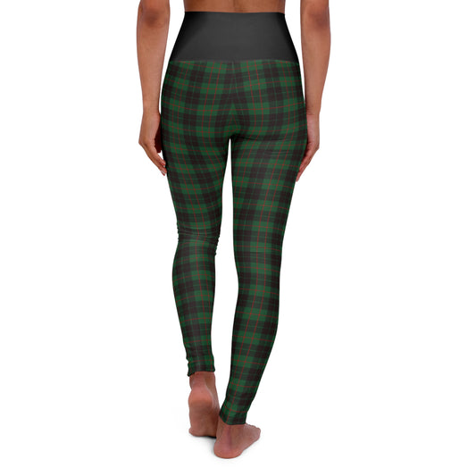 Green Plaid High Waisted Yoga Leggings
