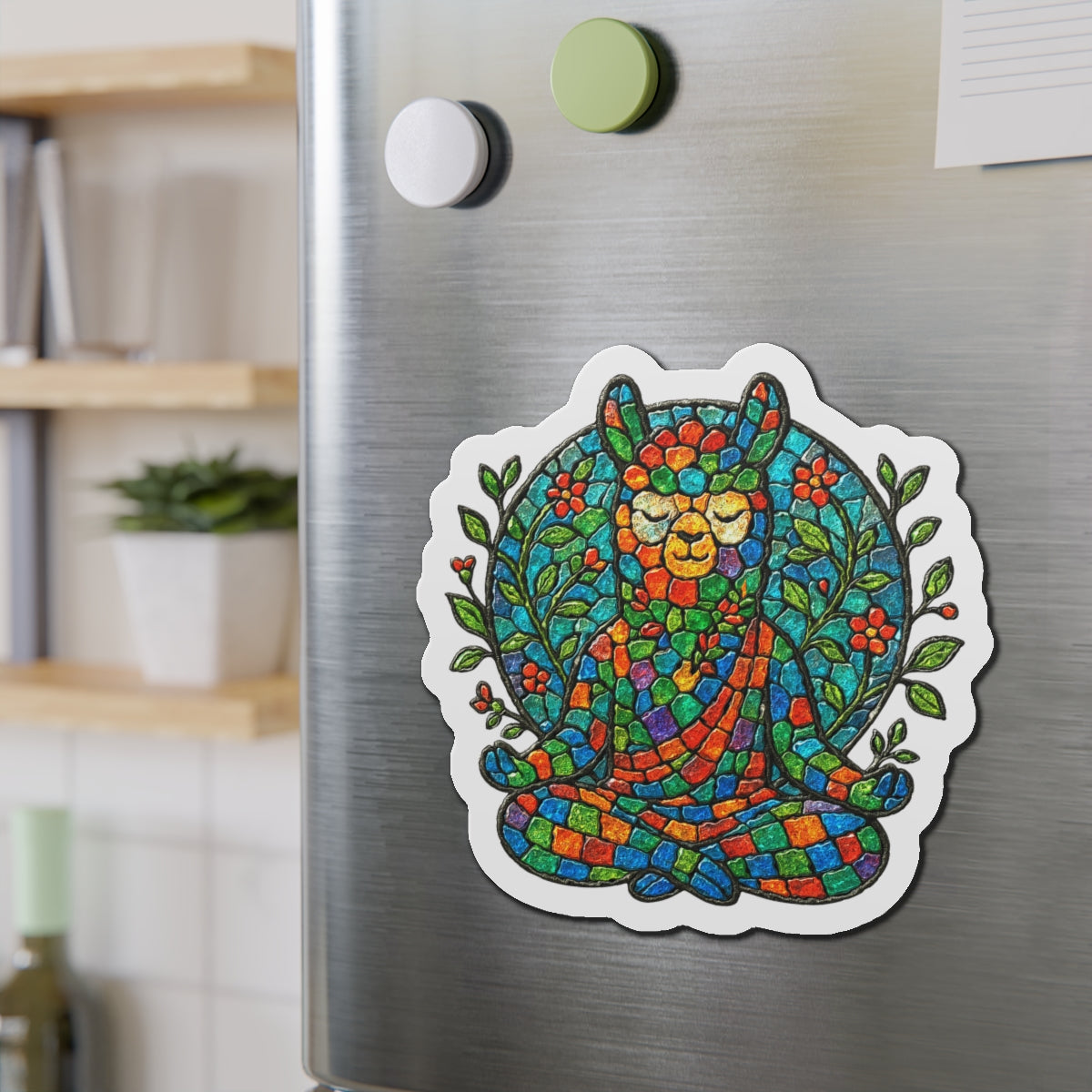Meditating Llama Die-Cut Magnet