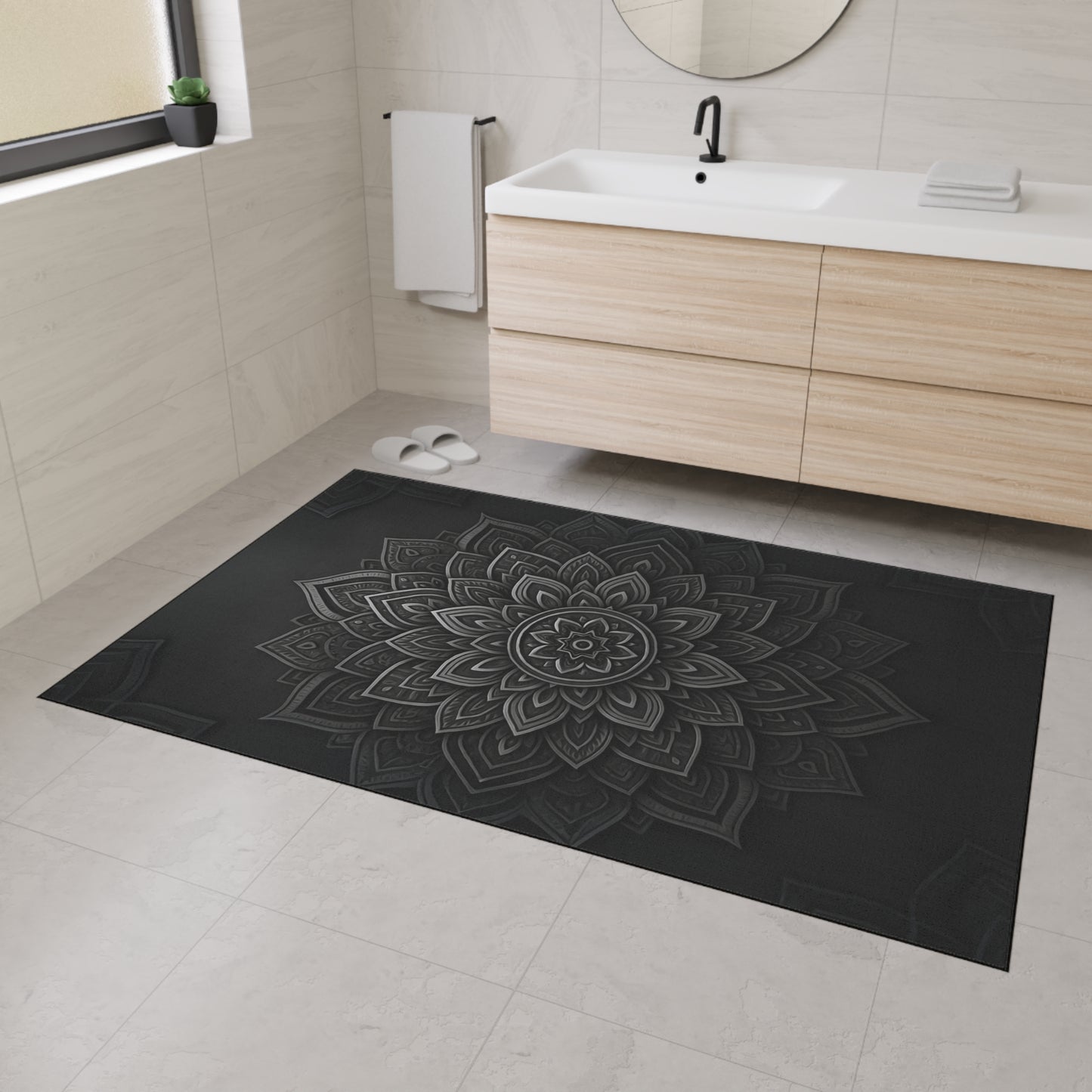 Zen in Black & White Heavy Duty Floor Mat