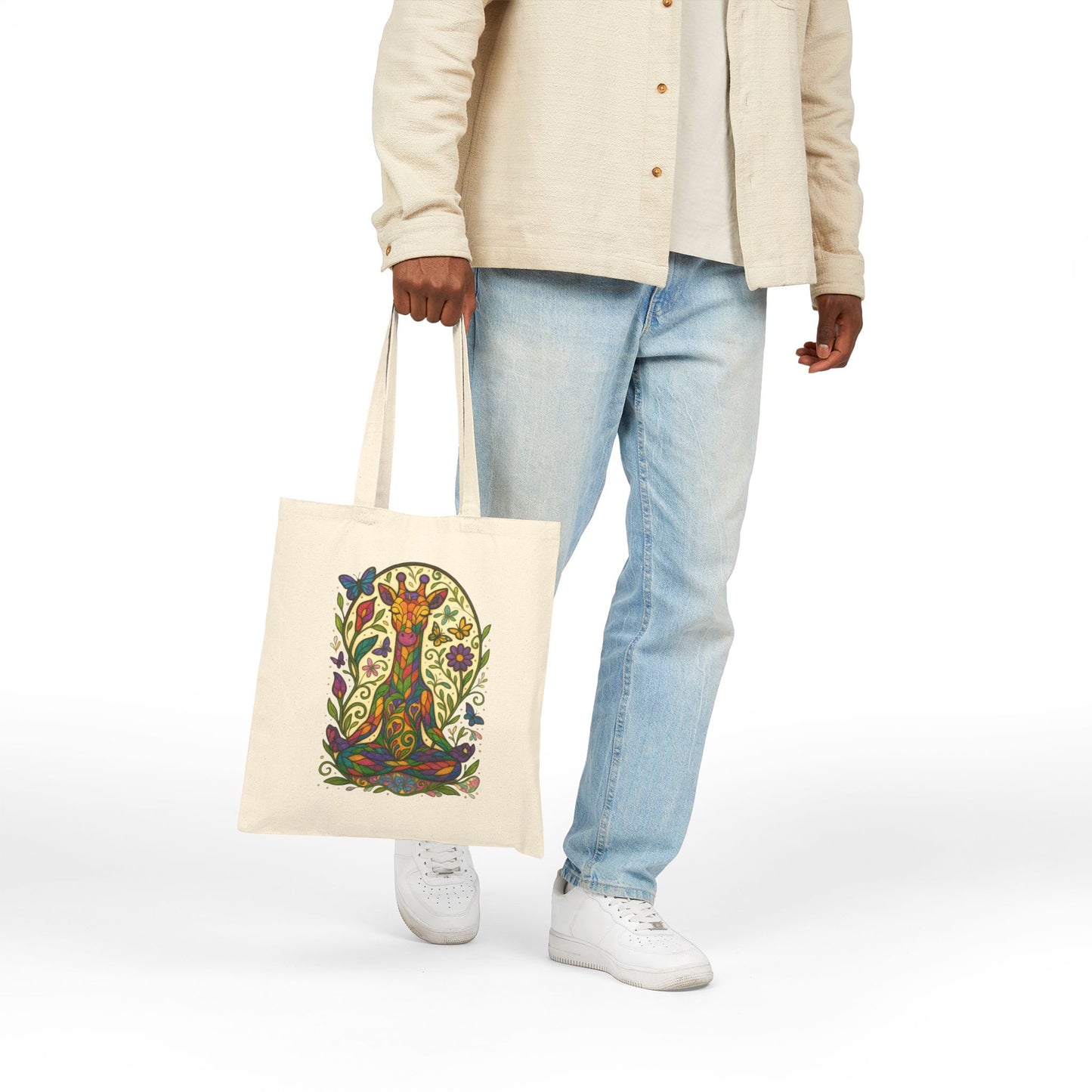 Meditating Giraffe Eco-Friendly Tote Bag