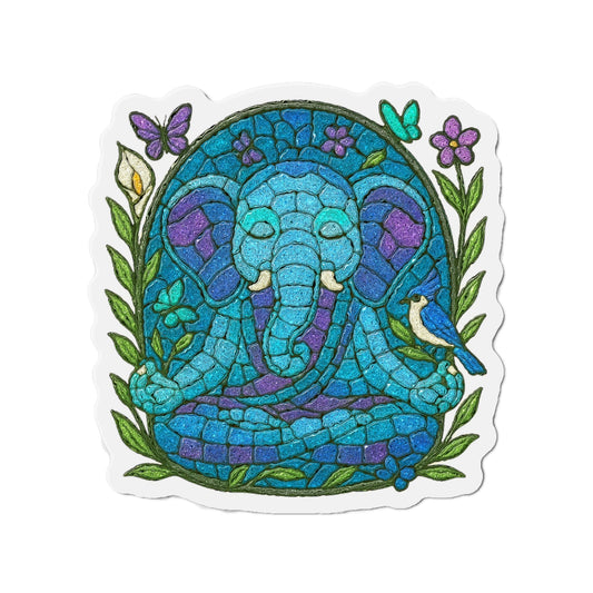 Meditating Elephant Die-Cut Magnet