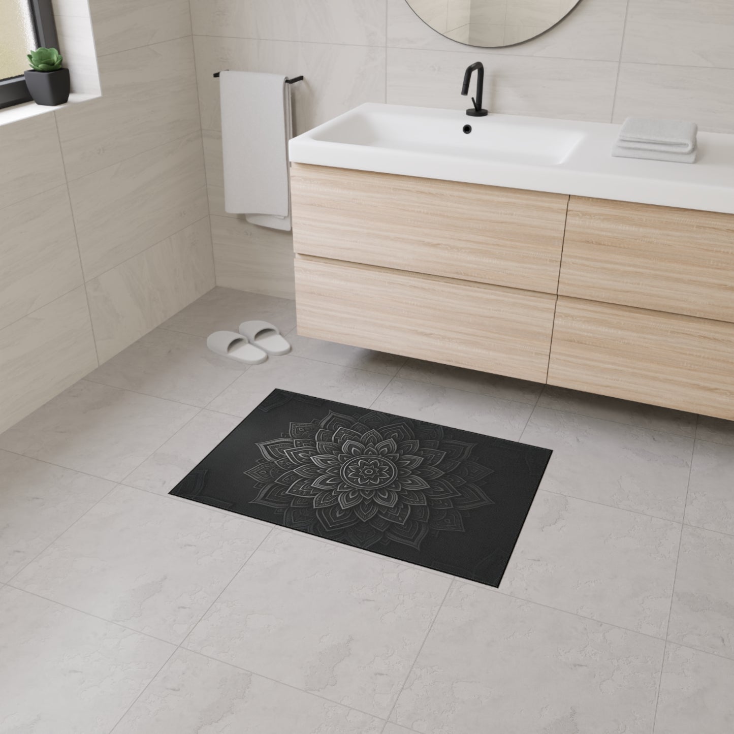 Zen in Black & White Heavy Duty Floor Mat