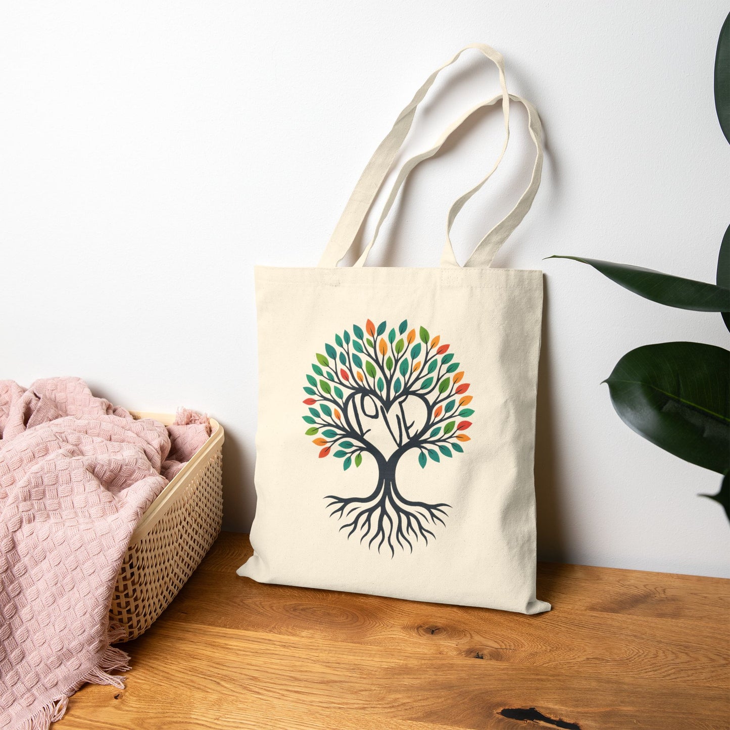 Growing Love Tree Canvas Tote Bag