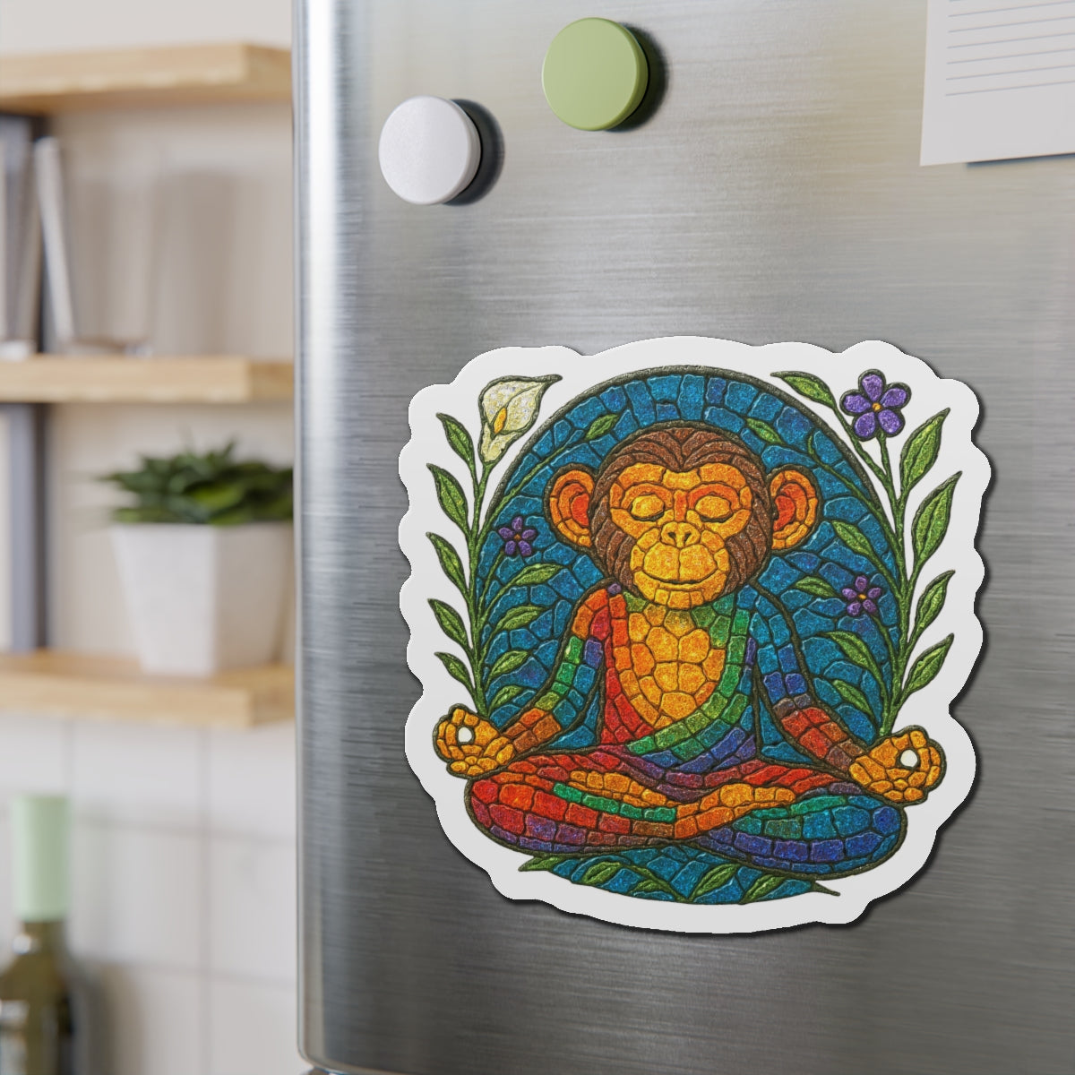 Meditating Chimp Die-Cut Magnet