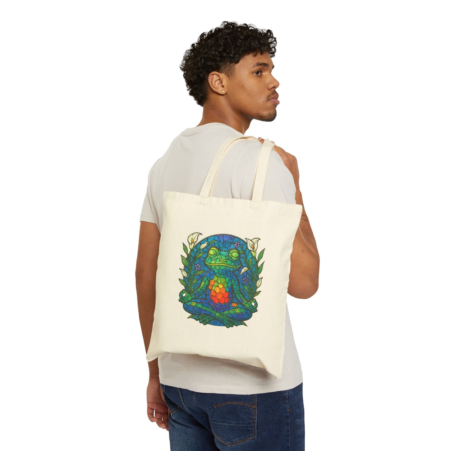 Meditating Frog Eco-Friendly Canvas Tote
