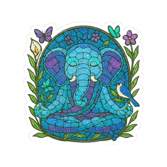 Meditating Elephant Kiss-Cut Sticker