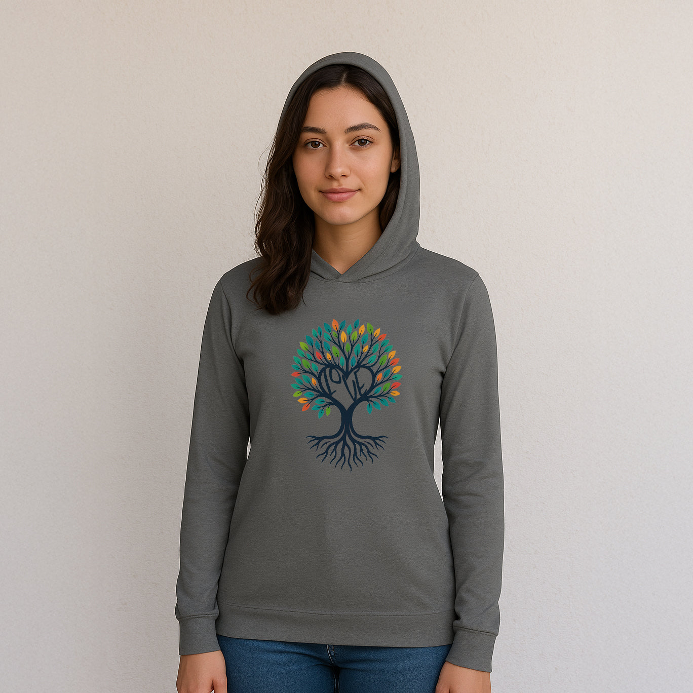 Growing Love Tree Unisex Hooded Long Sleeve Tee