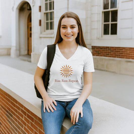 Rest. Rise. Repeat. V-Neck Tee