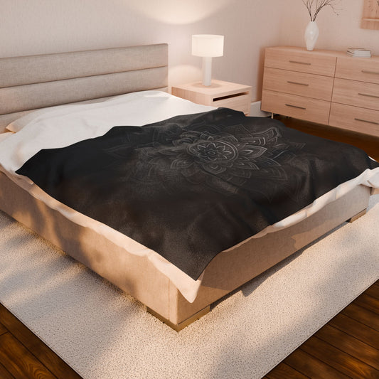 Zen in Black & White Plush Blanket