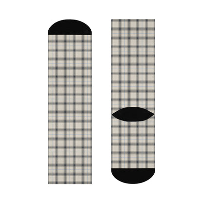 Grey/Blue Plaid Cushioned Crew Socks
