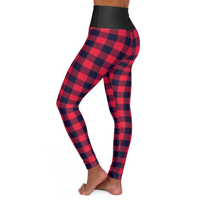 Red Plaid High Waisted Yoga Leggings