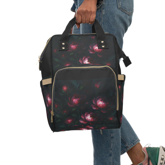 Pink Peonies Multifunctional Diaper Backpack