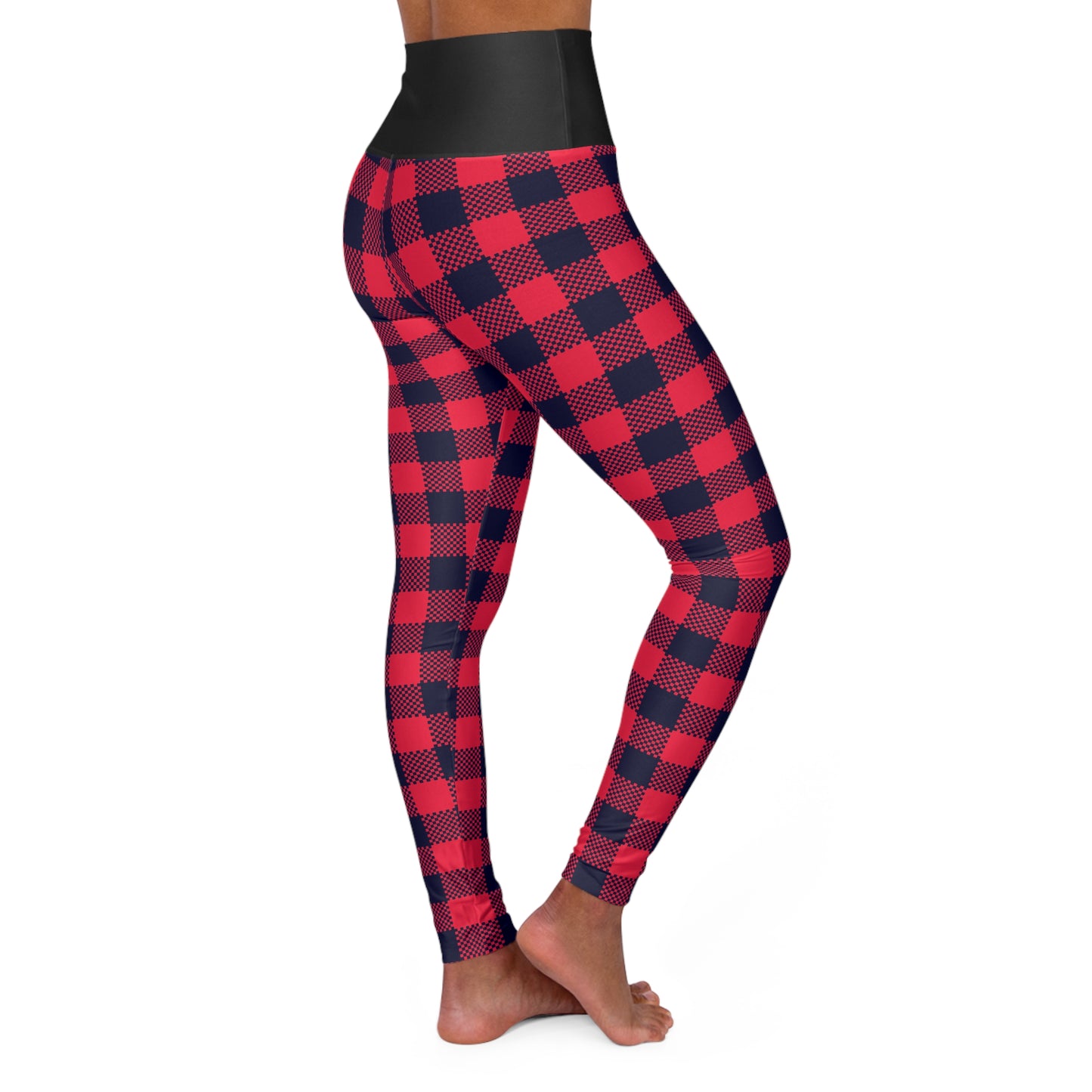 Red Plaid High Waisted Yoga Leggings