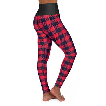Red Plaid High Waisted Yoga Leggings