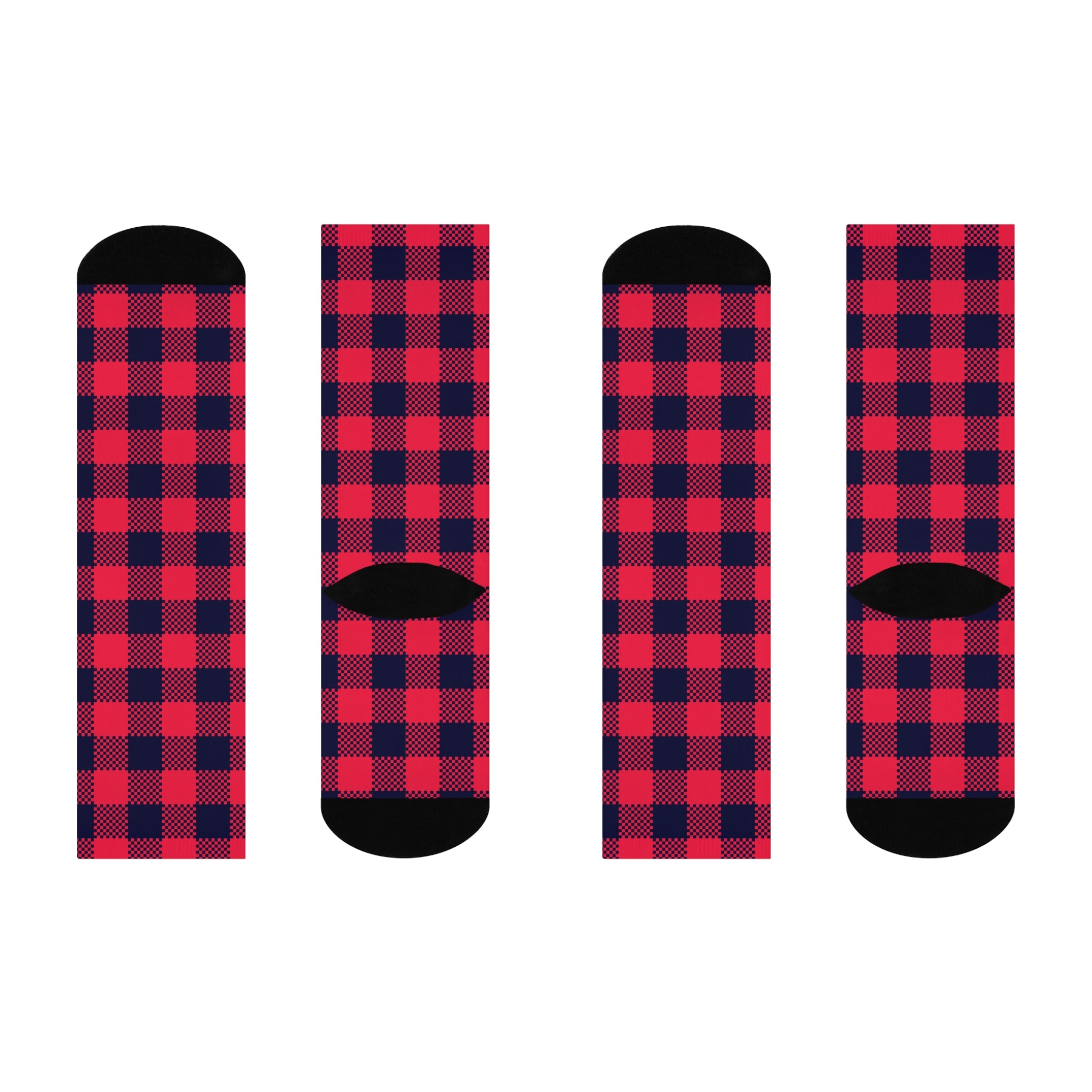 Red Plaid Cushioned Crew Socks