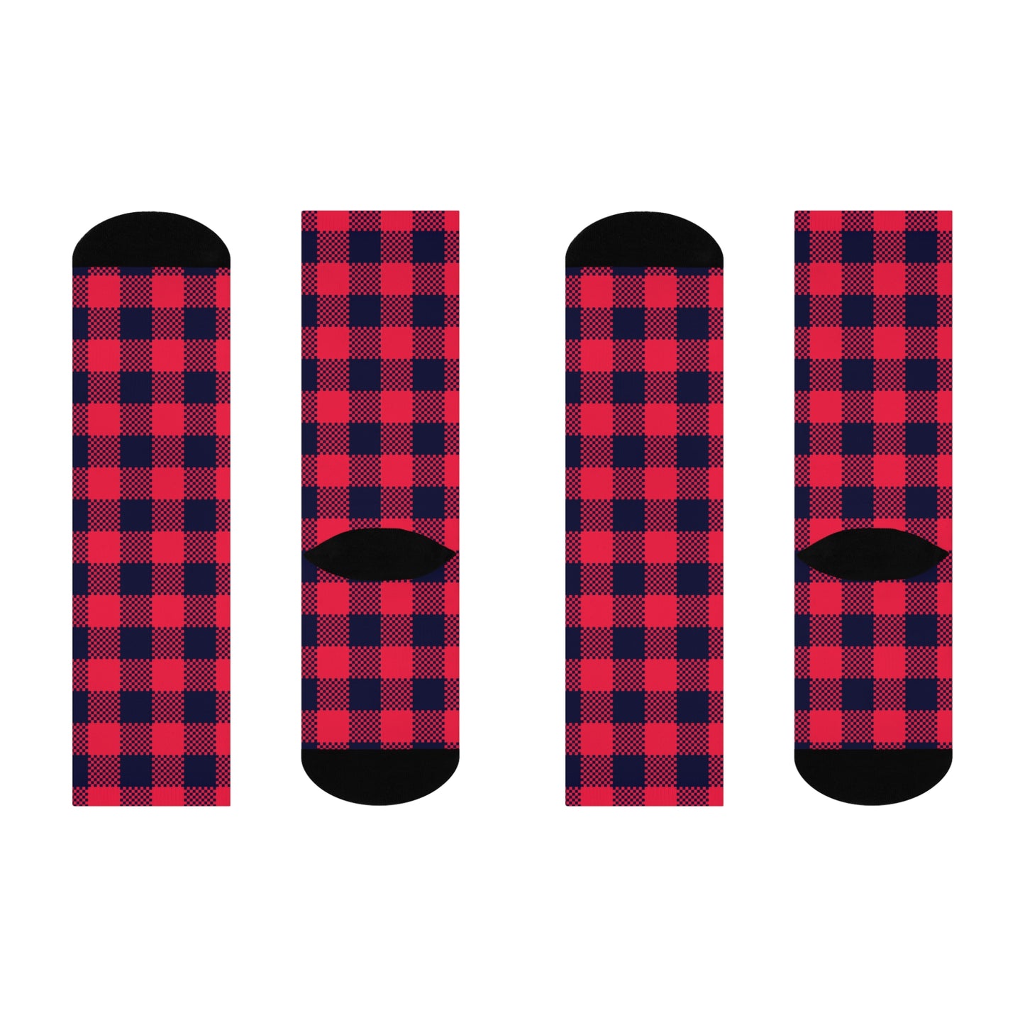 Red Plaid Cushioned Crew Socks