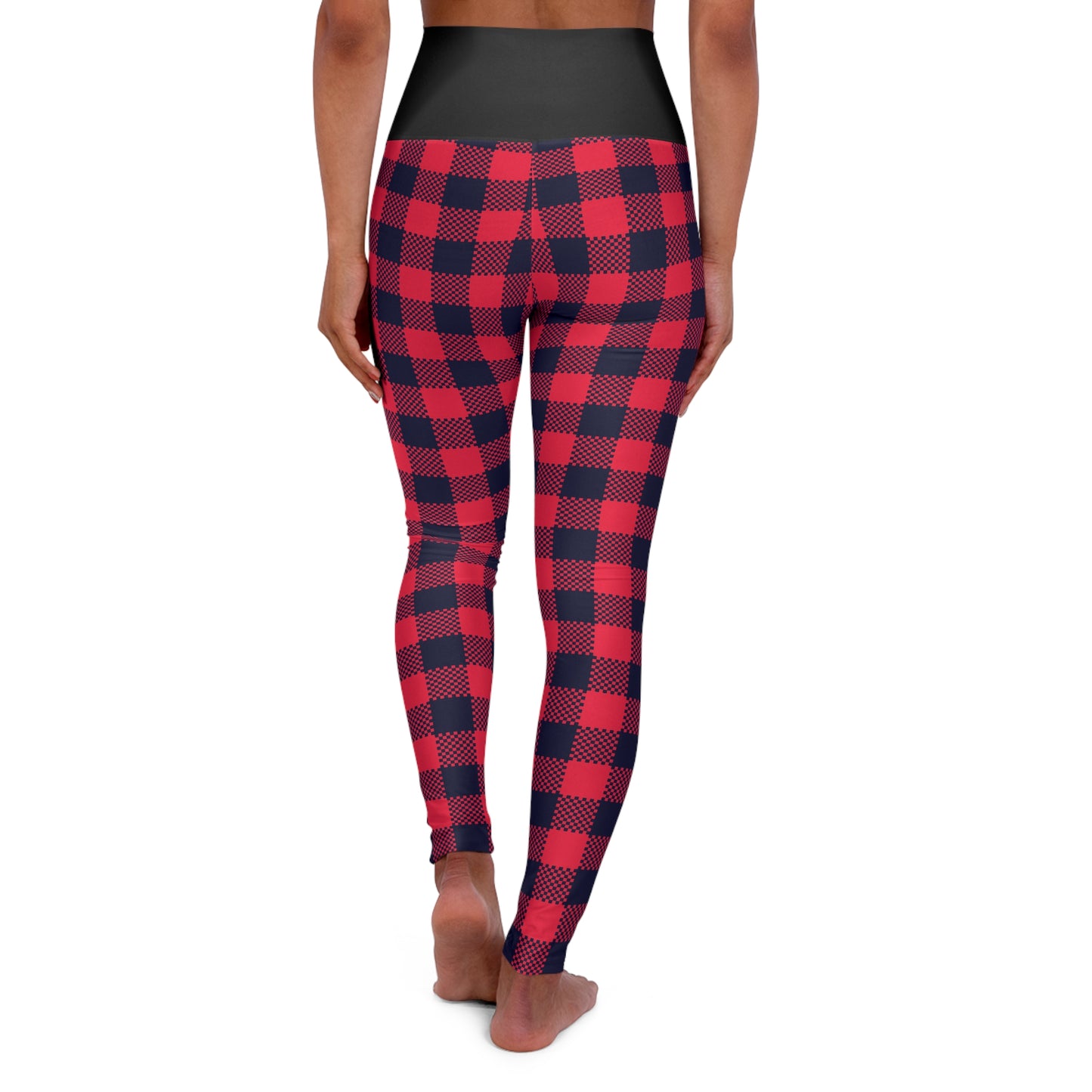 Red Plaid High Waisted Yoga Leggings