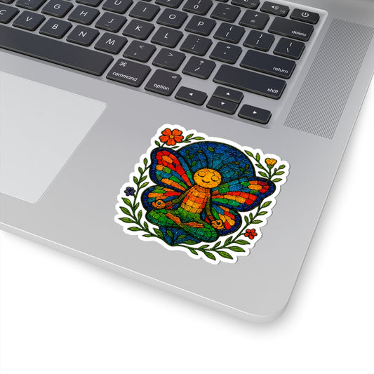 Meditating Butterfly Kiss-Cut Sticker