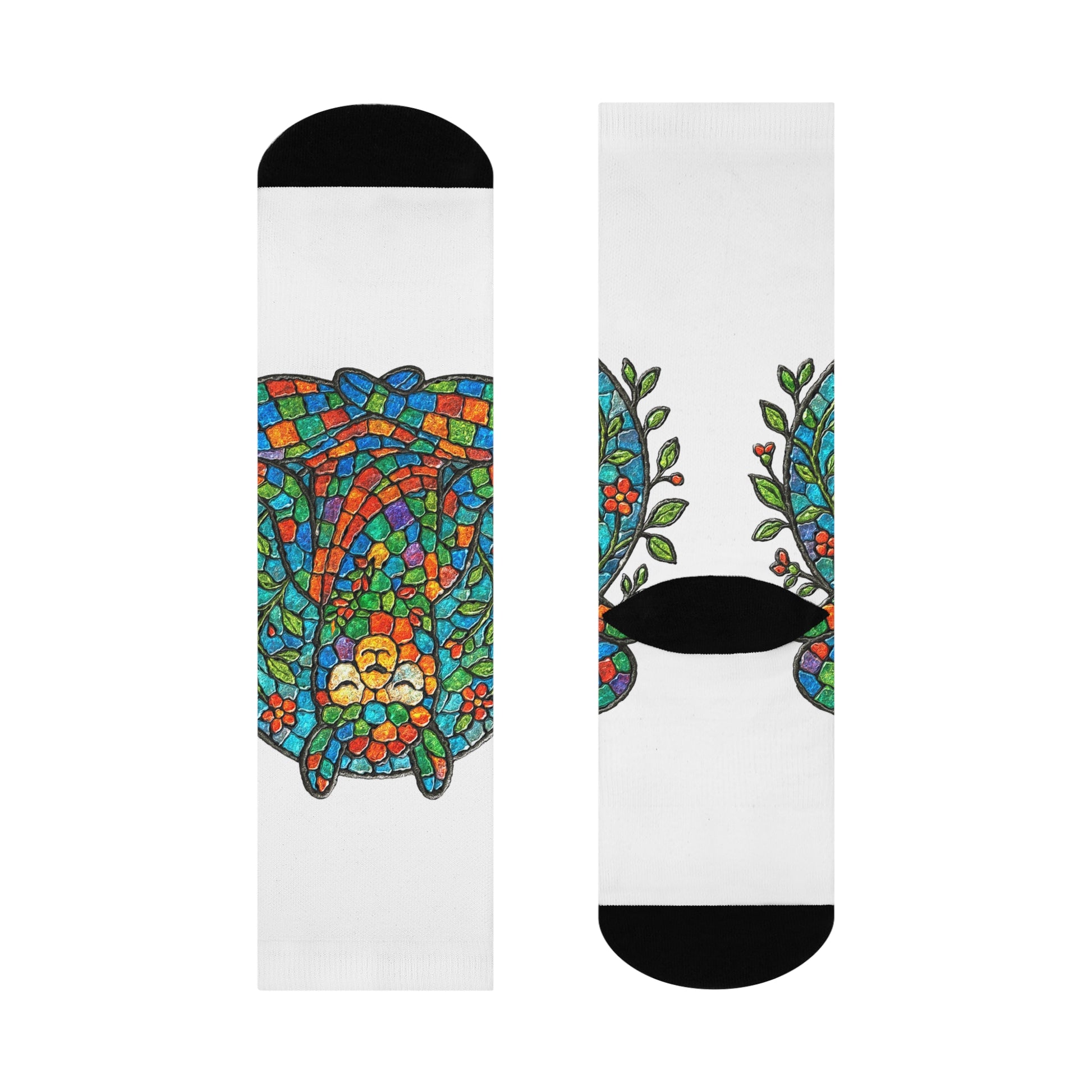 Colorful llama design on a white background with black accents