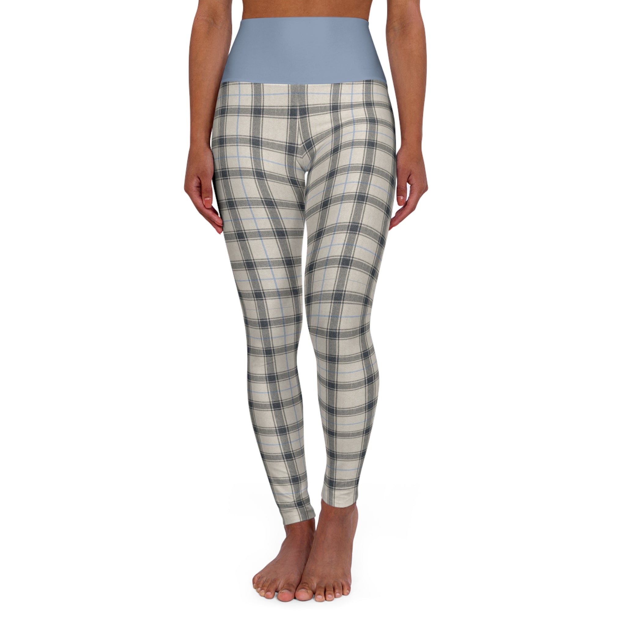 Grey/Plaid High Waisted Yoga Leggings