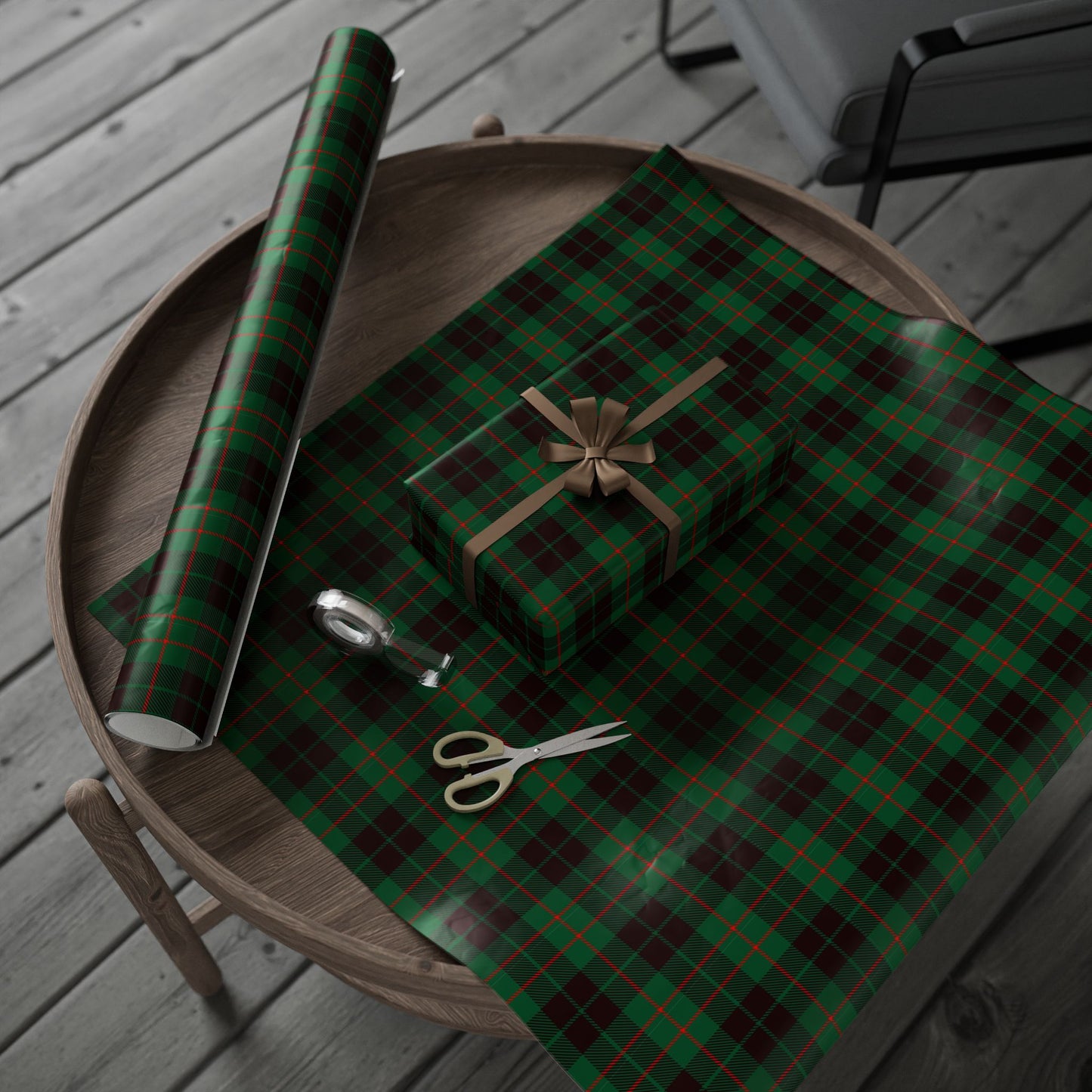 Green Plaid Gift Wrapping Paper