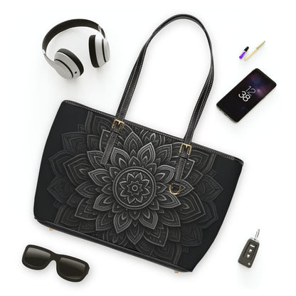 Stylish PU Leather Shoulder Bag with Mandala Design, Fashion Tote, Everyday Handbag, Gift for Her, Chic Accessory