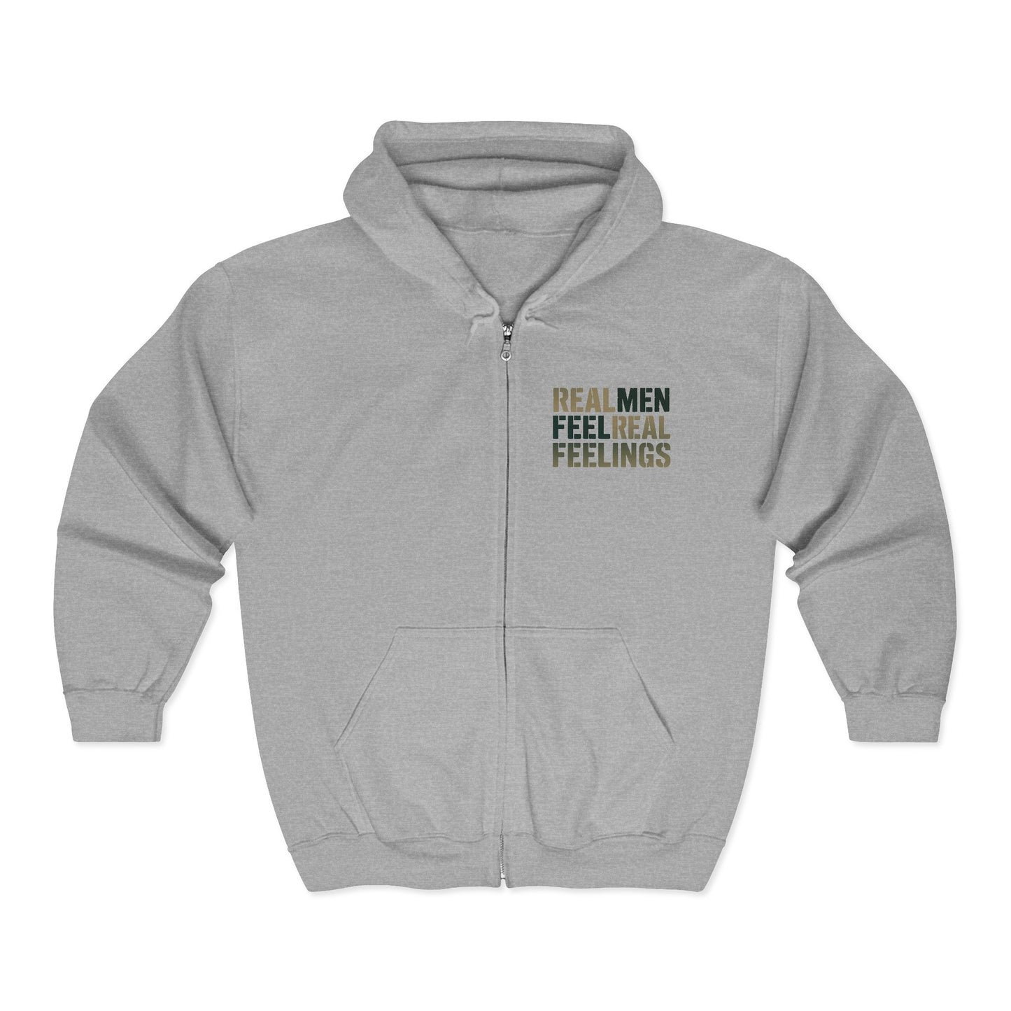 "Real Men Feel Real Feelings" Unisex Full Zip Hoodie