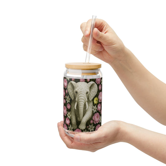 Garden Elephant Sipper Glass, 16oz
