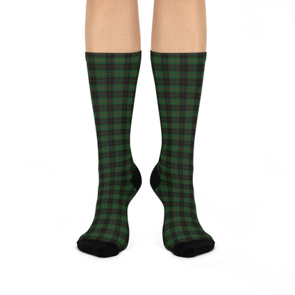 Green Plaid Cushioned Crew Socks